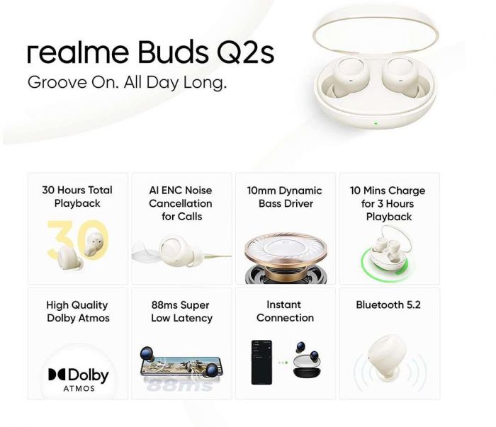 Bluetooth-гарнітура Realme Buds Q2S Paper White EU_