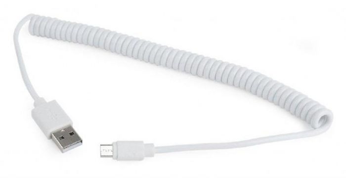 Кабель Cablexpert USB - micro USB V 2.0 (M/M), 1.8 м, спіральний, білий (CC-mUSB2C-AMBM-6-W)