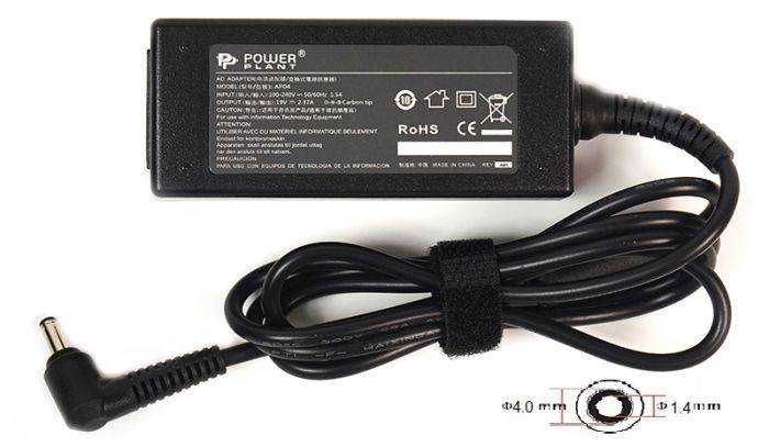 Блок живлення PowerPlant для ноутбука Asus 220V, 19V 45W 2.37A, 4.0х1.4мм (AS45F4014)