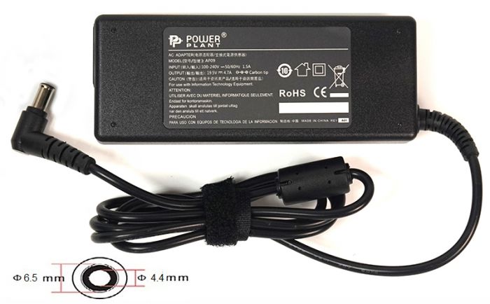 Блок живлення PowerPlant для ноутбука Sony 220V, 19.5V 92W 4.74A, 6.5х4.4мм (SO92G6544)