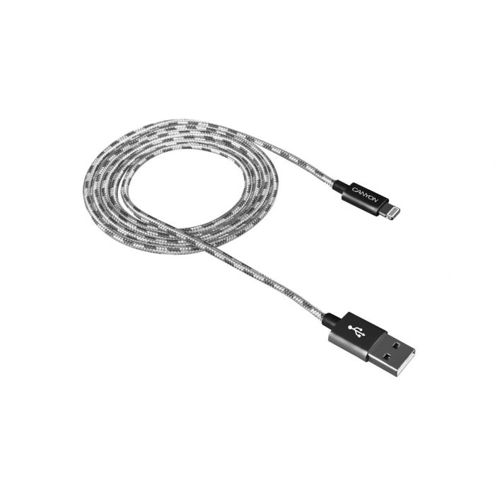 Кабель Canyon USB - Lightning 1м, Dark Grey (CNE-CFI3DG) в обплетеннi