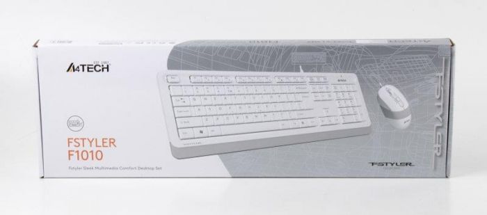 Комплект (клавіатура, миша) A4Tech F1010 White USB