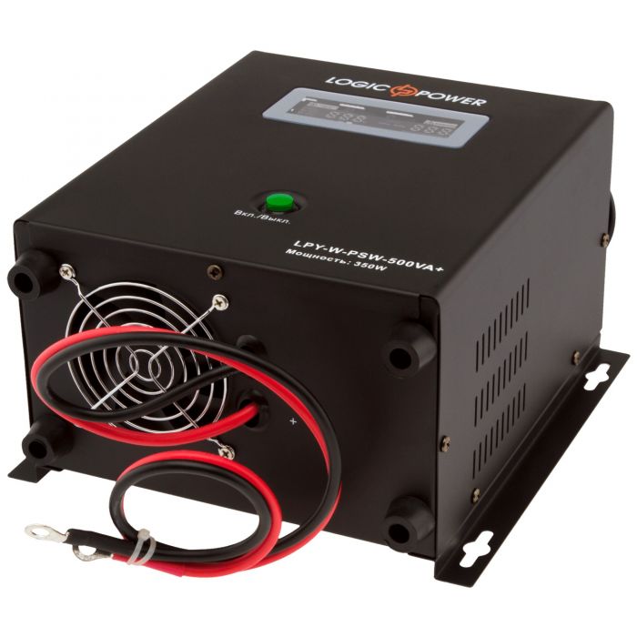 Джерело безперебійного живлення LogicPower LPY-W-PSW-500VA+ (350Вт)5A/10A, Lin.int., AVR, 1 x евро, LCD, метал, з правильною синусоїдою 12V, настінний