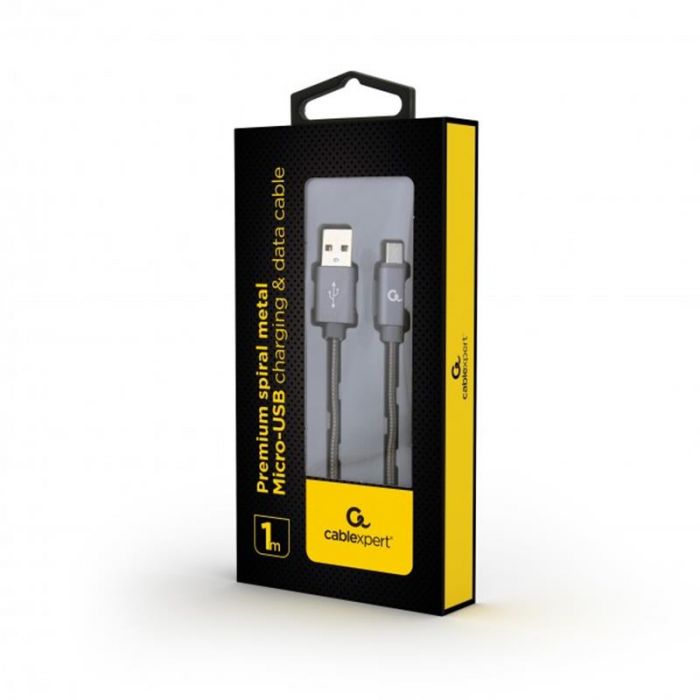 Кабель Cablexpert USB - micro USB V 2.0 (M/M), преміум, 1 м, сірий (CC-USB2S-AMmBM-1M-BG)