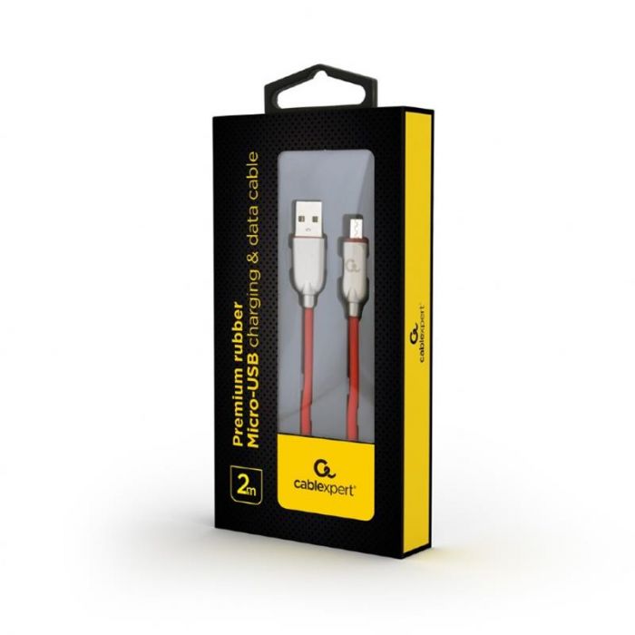 Кабель Cablexpert USB - micro USB V 2.0 (M/M), преміум, 2 м, червоний (CC-USB2R-AMmBM-2M-R)