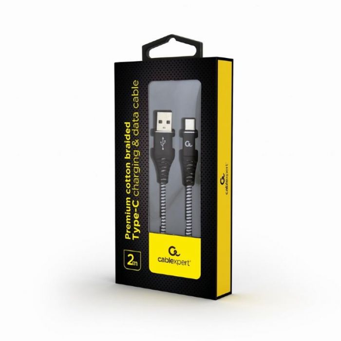 Кабель Cablexpert USB - USB Type-C V 2.0 (M/M), 2 м, Black/White (CC-USB2B-AMCM-2M-BW)