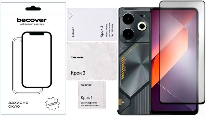 Захисне скло BeCover для Tecno Pova 6 (LI7) Black (711580)