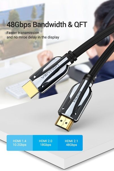 Кабель Vention HDMI-HDMI, 2 m, v2.1 (AALBH)