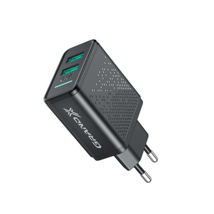 Мережевий зарядний пристрій Grand-X (2xUSB 3.1А) Black (CH-60)