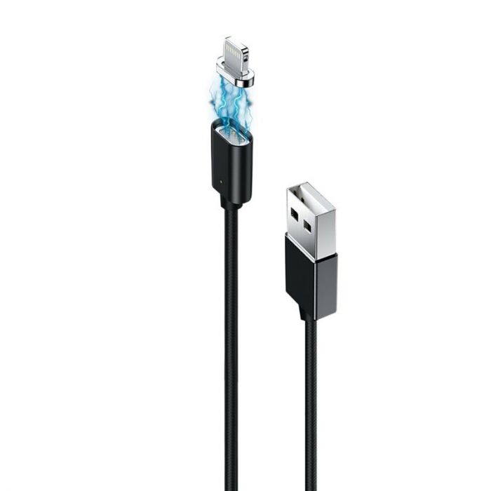 Кабель Grand-X USB - Lightning (M/M), магнітний, 1 м, Black (MG-01L)