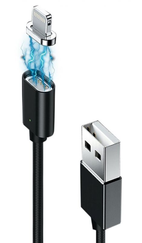 Кабель Grand-X USB - Lightning (M/M), магнітний, 1 м, Black (MG-01L)