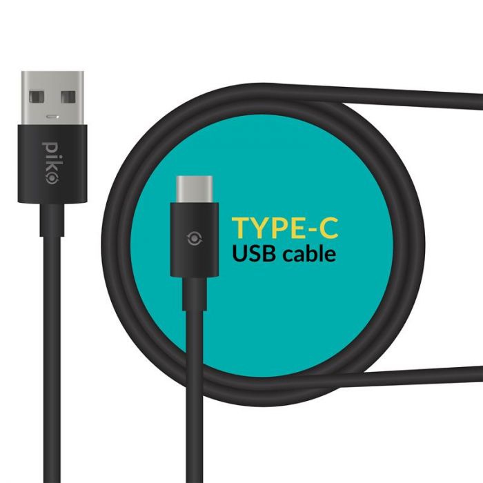 Кабель Piko CB-UT12 USB - USB Type-C (M/M), 2 м, Black (1283126493850)