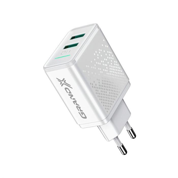 Мережевий зарядний пристрій Grand-X CH-60W (2xUSB 3.1А) White