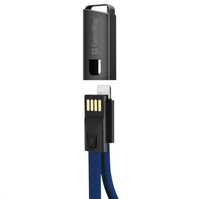 Кабель ColorWay USB - Lightning (M/M), 2.4 А, 0.22 м, Blue (CW-CBUL021-BL)