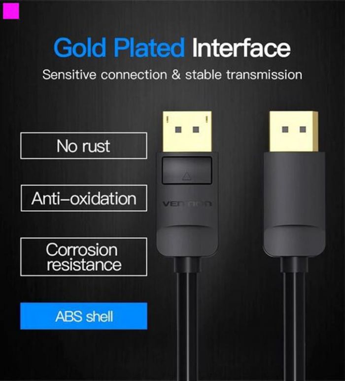 Кабель Vention DisplayPort - DisplayPort V1.2 (M/M), 3 м, Black (HACBI)