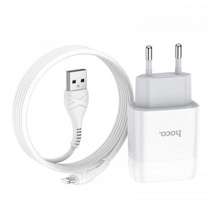 Зарядний пристрій Hoco C72A Glorious (1USB, 2.1А) White (6931474712998) + кабель Lightning