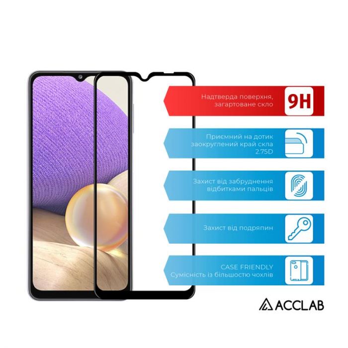 Захисне скло ACCLAB Full Glue для Samsung Galaxy A32 SM-A325 Black (1283126510533)