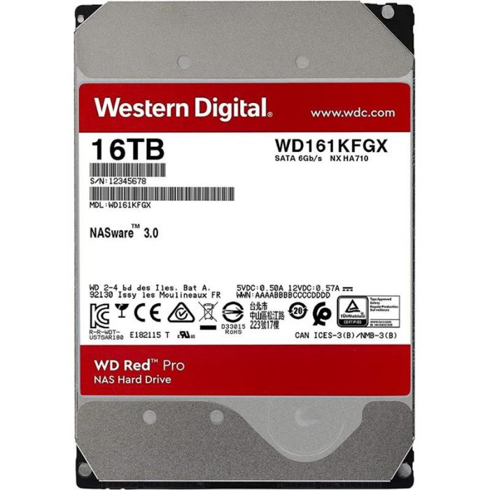 Накопичувач HDD SATA 16.0TB WD Red Pro NAS 7200rpm 512MB (WD161KFGX)