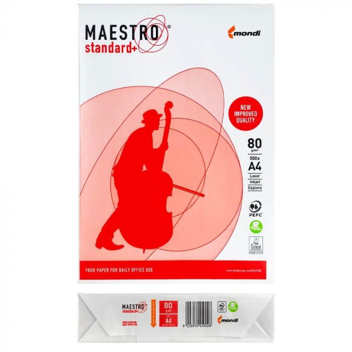 Папір Maestro офісний Standart+, Mondi, 80г/м2, А4, класс В+, 500л