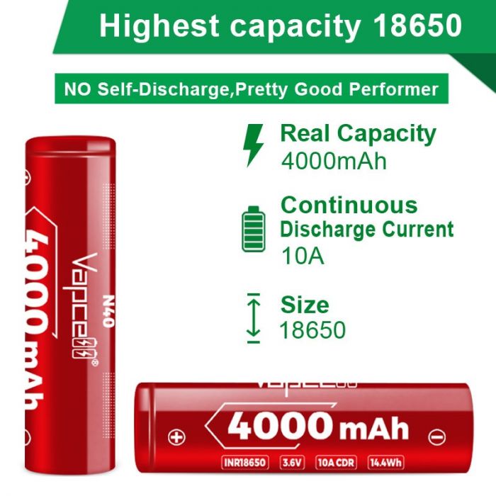 Акумулятор Vapcell 18650 N40 Li-Ion 4000mAh 1шт