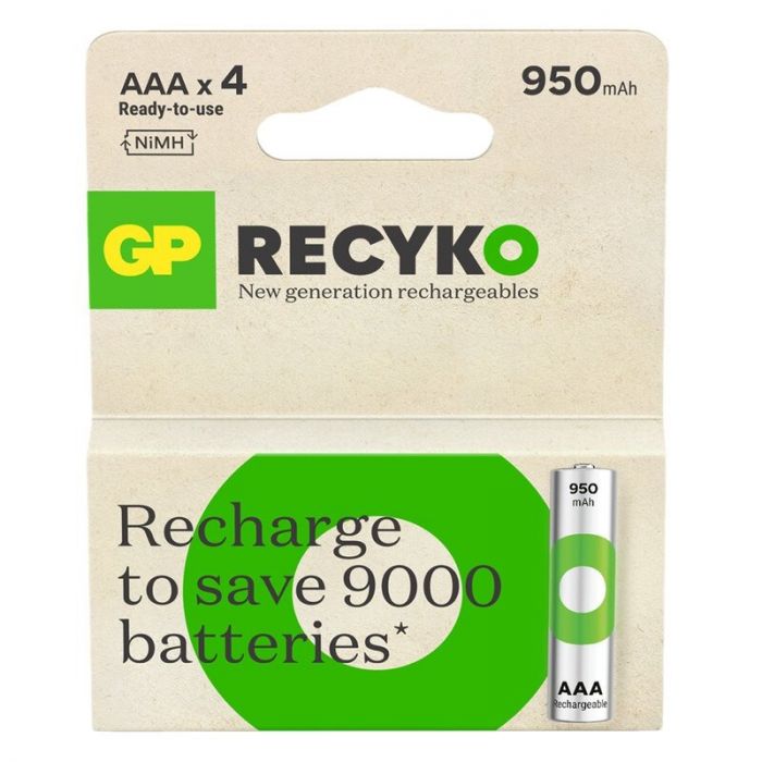 Акумулятори GP Recyko Eco AAA/HR03 NI-MH 950mAh Box 4 шт