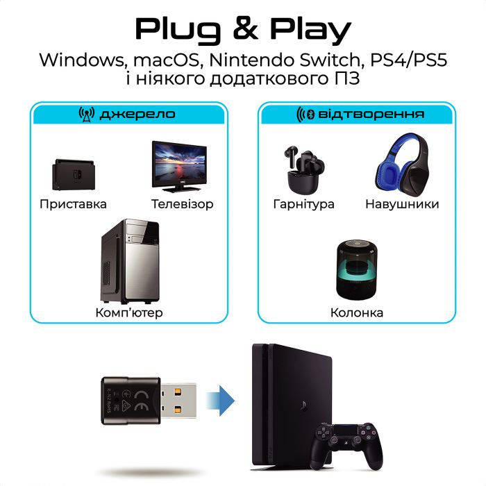 Bluetooth-адаптер аудіо Promate BlueLink Bluetooth 5.0 Black (bluelink.black)