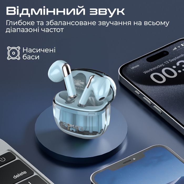 Bluetooth-гарнітура Promate TransPods Blue