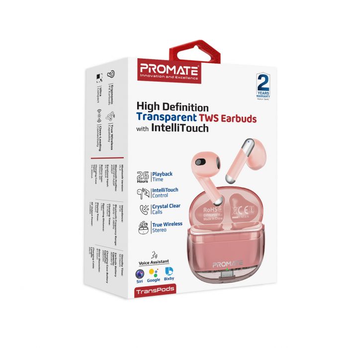 Bluetooth-гарнітура Promate TransPods Pink