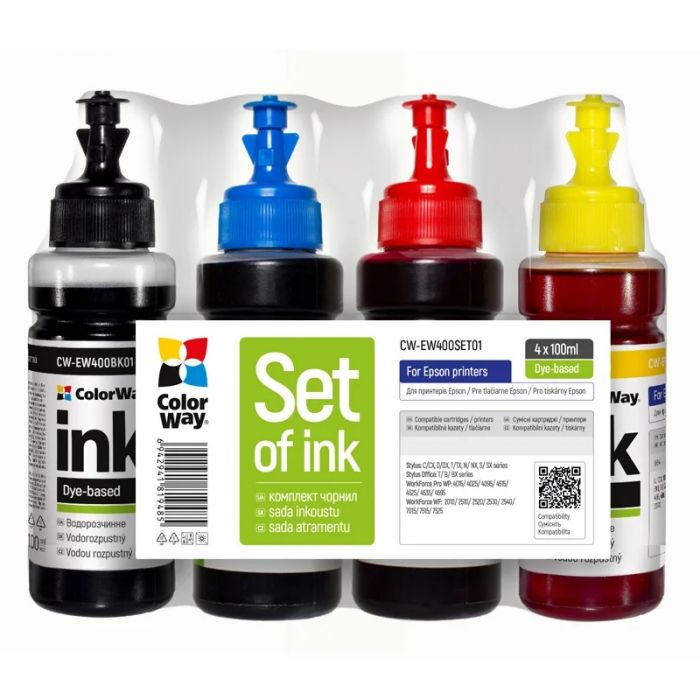 Комплект чорнил ColorWay для Epson T26/C91 BK/С/M/Y (ColorWay-EW400SET01) 4*100г