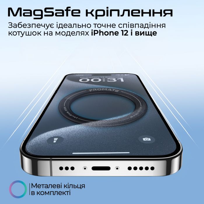 Тримач для смартфона магнітний Promate Magnetite Black