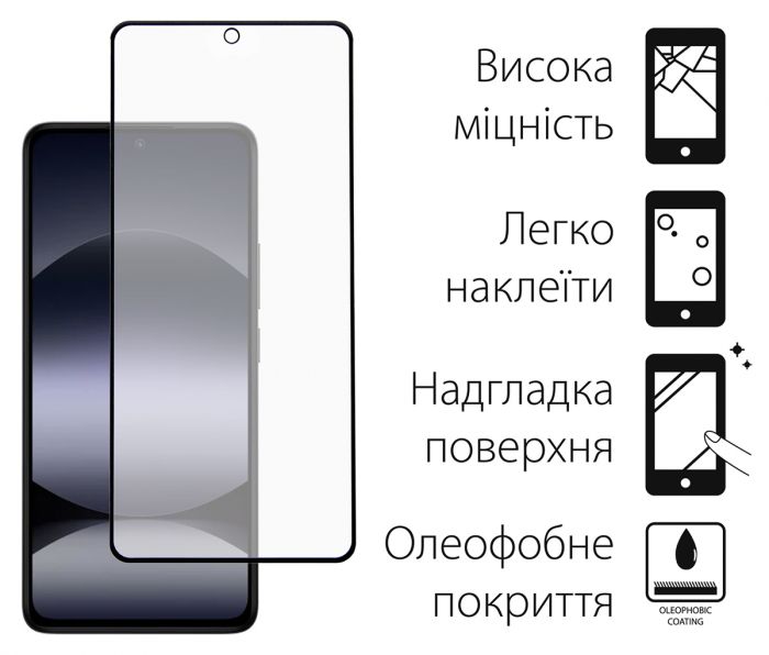 Захисне скло Dengos для Oppo Reno13 F 4G Black Full Glue (DG-TG2P-73) 2шт