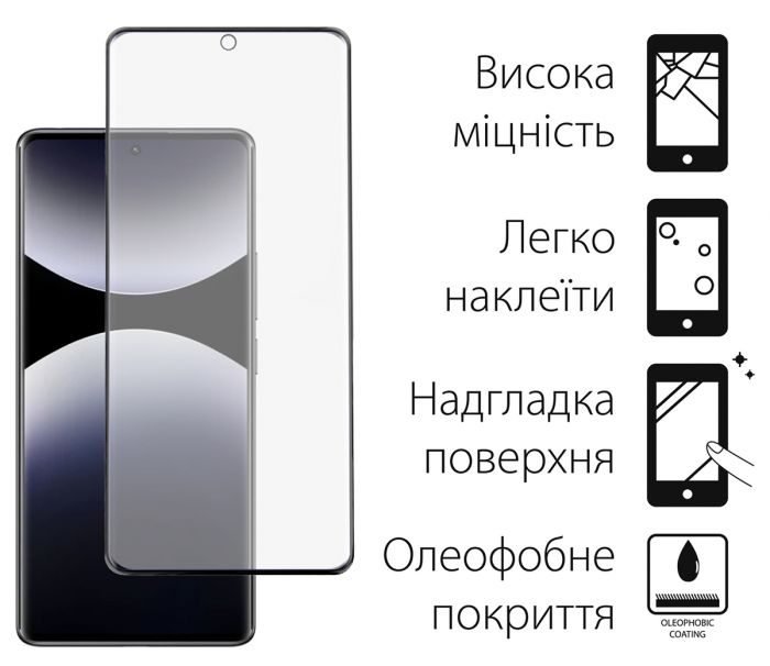 Комплект захисних стекол Dengos для Xiaomi Redmi Note 14 Pro 5G Black Full Glue (DG-TGSCP-12)