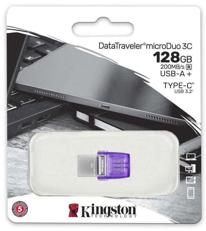 Флеш-накопичувач USB3.2 128GB Type-C Kingston DataTraveler microDuo 3C (DTDUO3CG3/128GB)