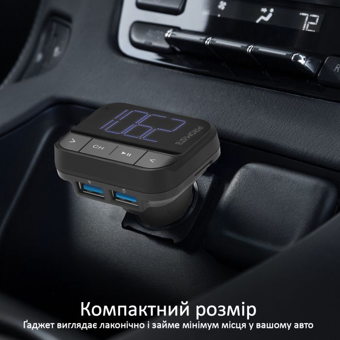 FM-трансмітер Promate ezFM-2 AUX/SD/USB Black (ezfm-2.black)