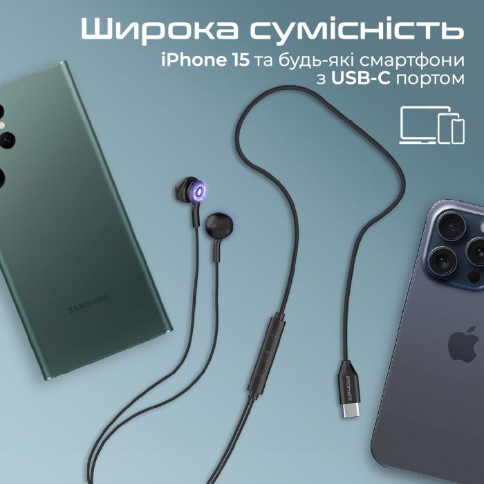 Гарнітура Promate LumiBuds-C Black