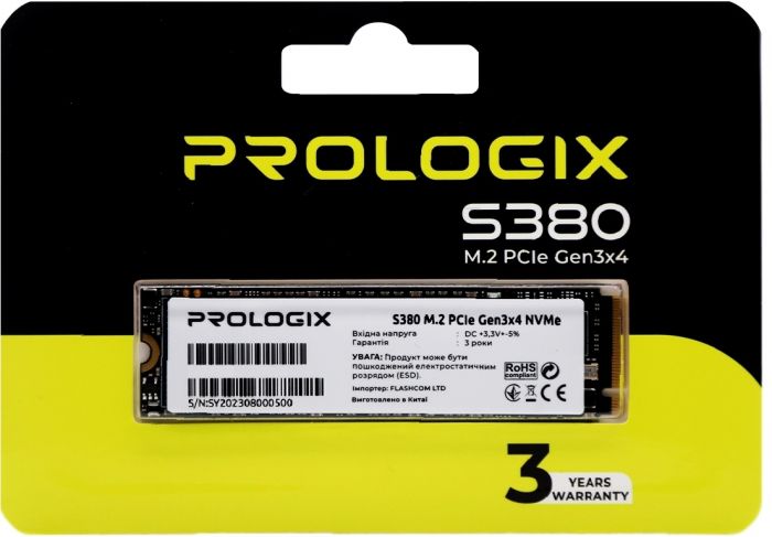 Накопичувач SSD  512GB Prologix S380 M.2 2280 PCIe 3.0 x4 NVMe TLC (PRO512GS380)_акція