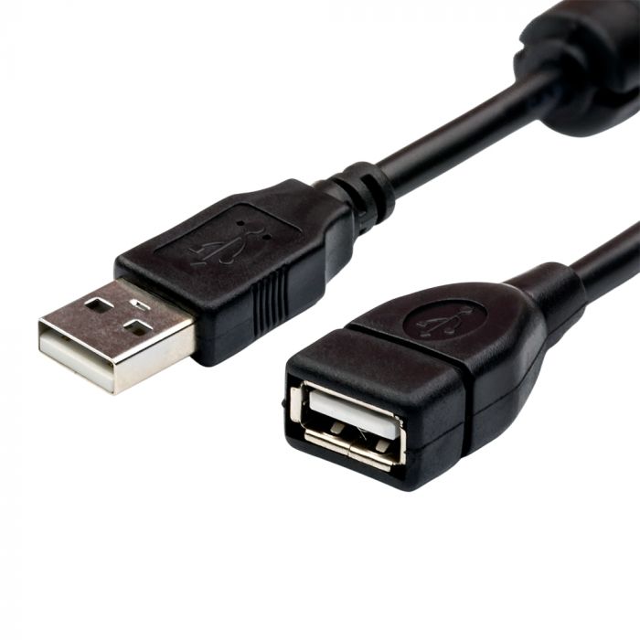 Кабель Atcom USB - USB (M/F), 1.5 м, феритовий фільтр, Black