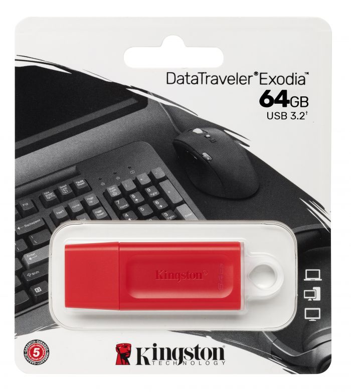 Флеш-накопичувач USB3.2 64GB Kingston DataTraveler Exodia Red (KC-U2G64-7GR)