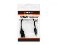Кабель REAL-EL USB Type-C - USB V 2.0 (M/F), 0.1 м, чорний (EL123500017)