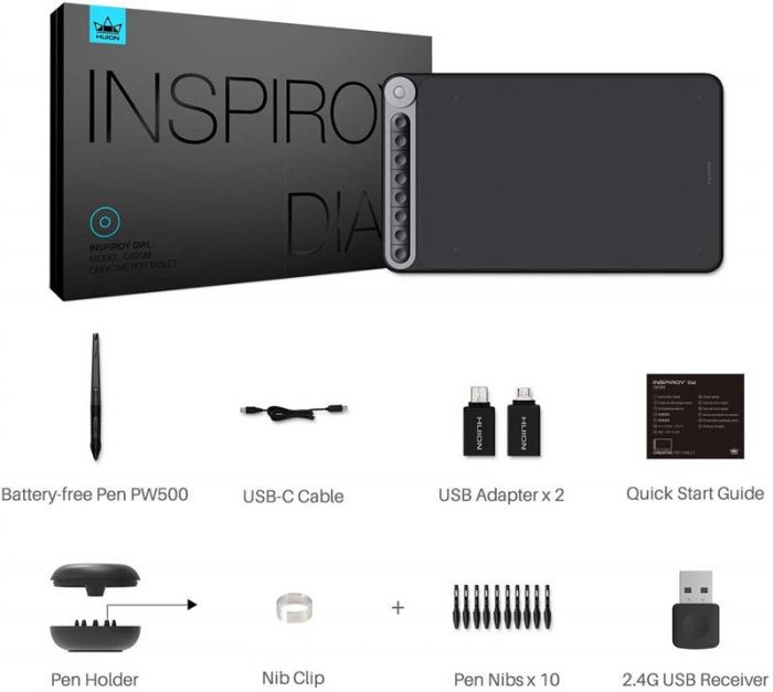 Графічний планшет Huion Inspiroy Dial Q620M + рукавичка