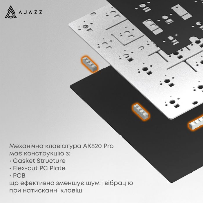 Клавіатура бездротова Ajazz AK820 Pro Flying Fish Switch Black RGB With Screen (AK820PRO-FF-BGY)
