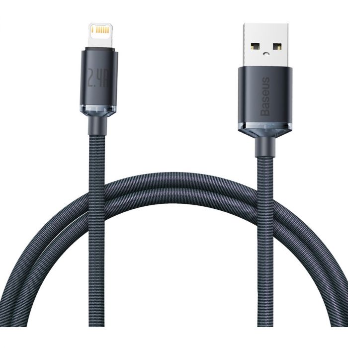 Кабель Baseus Crystal Shine USB - Lightning (M/M), 2.4A, 1.2 м Black (CAJY000001)