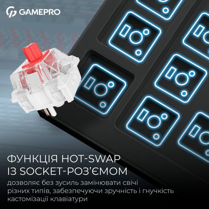 Клавіатура бездротова GamePro Asgard Yord Keychron Super Red Switch Black (MK266BK)
