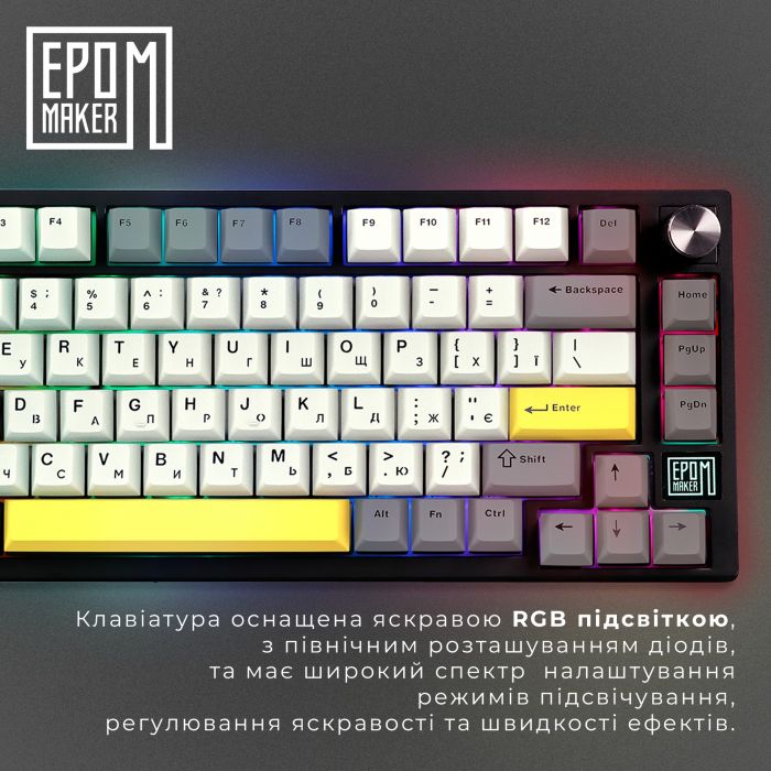 Клавіатура бездротова Epomaker TH80 SE 75% Flamingo Switch Hot-Swap (2.4G/BT/USB) RGB UA Black (TH80-SE-B-F)