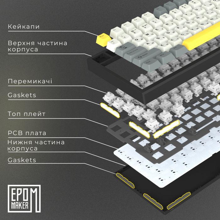 Клавіатура бездротова Epomaker TH80 SE 75% Flamingo Switch Hot-Swap (2.4G/BT/USB) RGB UA Black (TH80-SE-B-F)