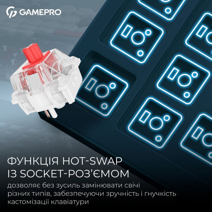 Клавіатура бездротова GamePro Asgard Ragnar Keychron Super Red Switch Blue (MK285BL)