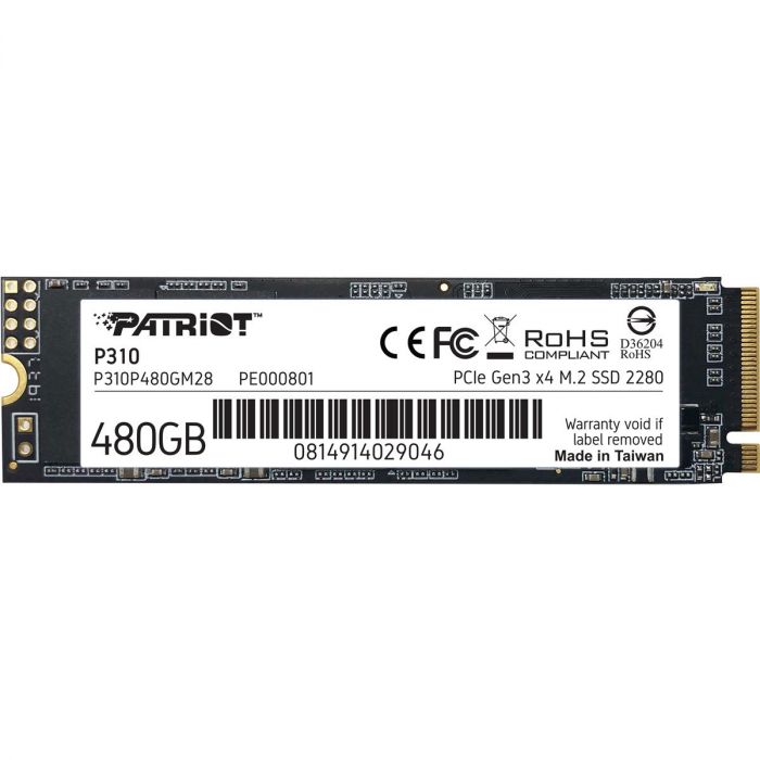 Накопичувач SSD  480GB Patriot P310 M.2 2280 PCIe NVMe 3.0 x4 TLC (P310P480GM28)
