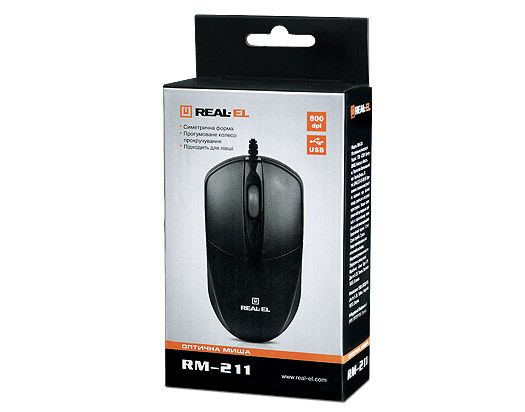 Миша REAL-EL RM-211 Black USB