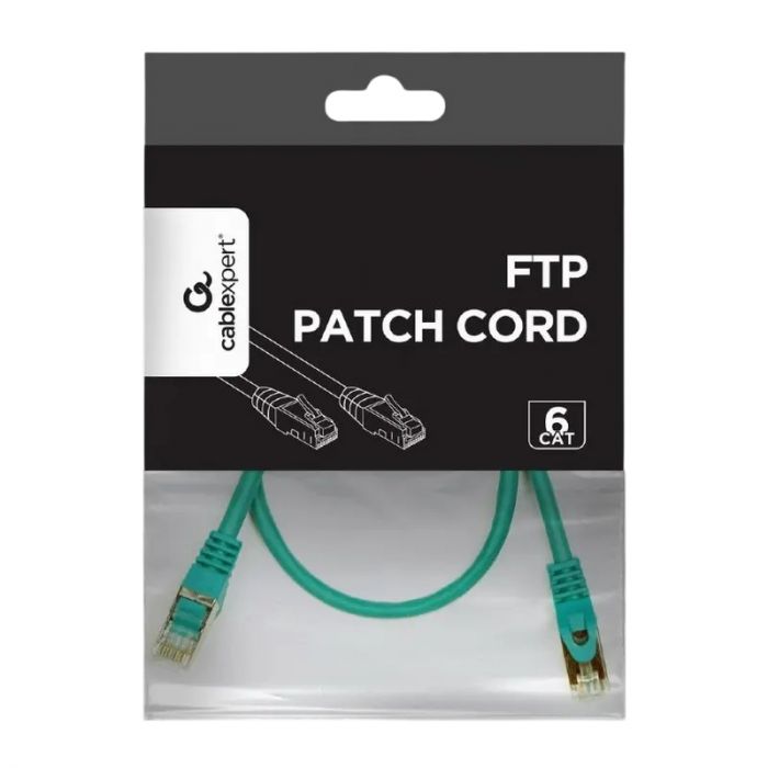Патч-корд Cablexpert (PP6-0.5M/G) FTP, літий, 50u "штекер із засувкою, 0.5 м, зелений