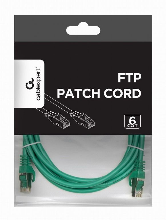 Патч-корд Cablexpert (PP6-3M/G) FTP, cat.6, літий, 50u "штекер із засувкою, 3 м, зелений